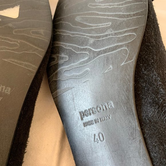 Persona, Made in Italy, Black Suede Ballet Flat , New, size 40 (8.5) - Picture 4 of 7